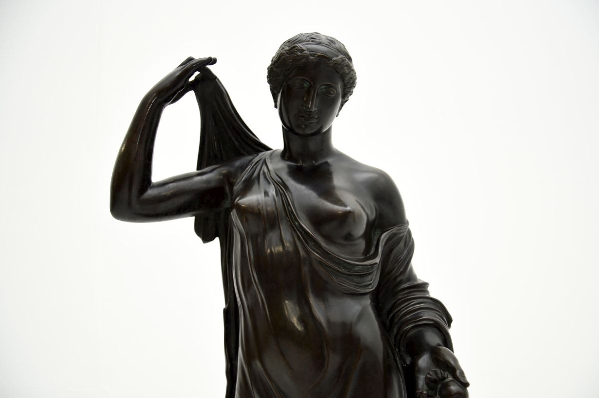 Large Antique French Bronze Neoclassical Robed Lady photo Art