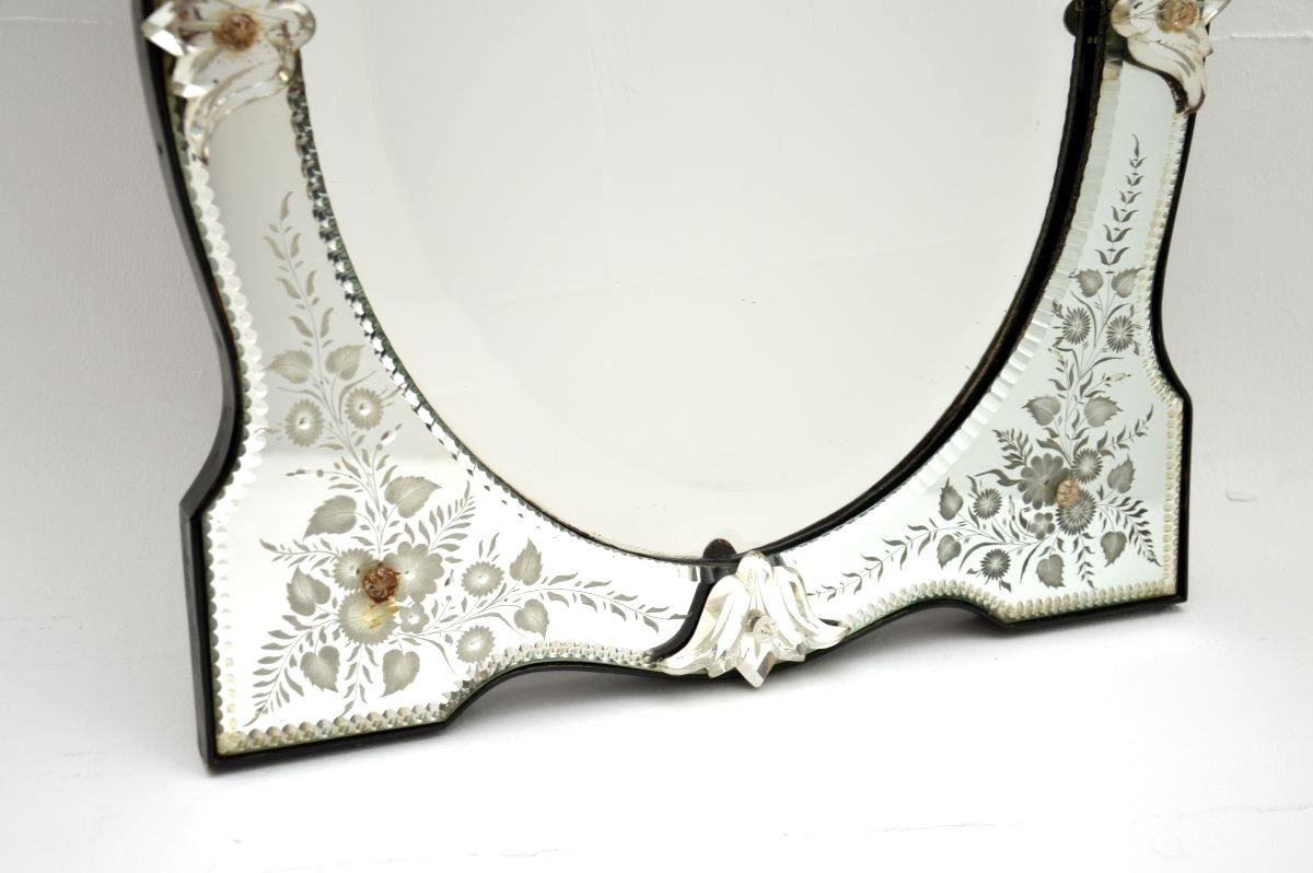 Antique Italian Venetian Etched Glass Mirror photo for sale