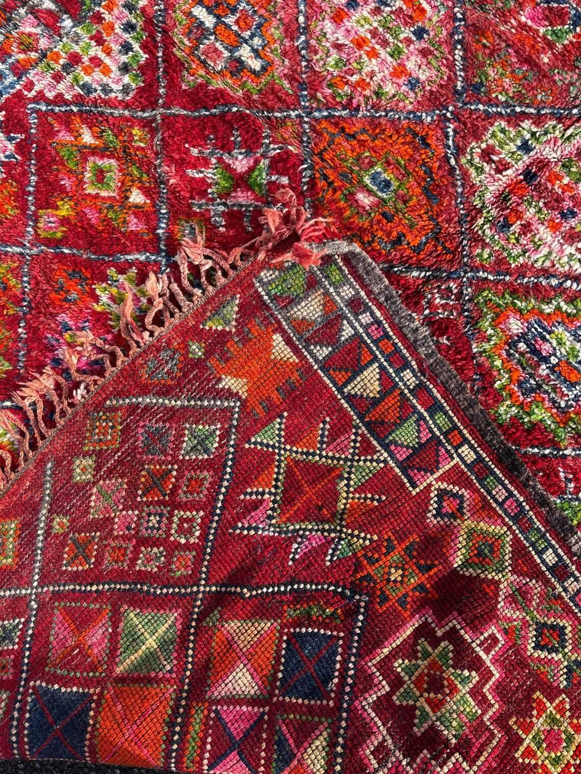 photo furniture Vintage Moroccan Boujad Rug 200 X 340 Cm – Handwoven Wool Berber Area Rug From The 1970s