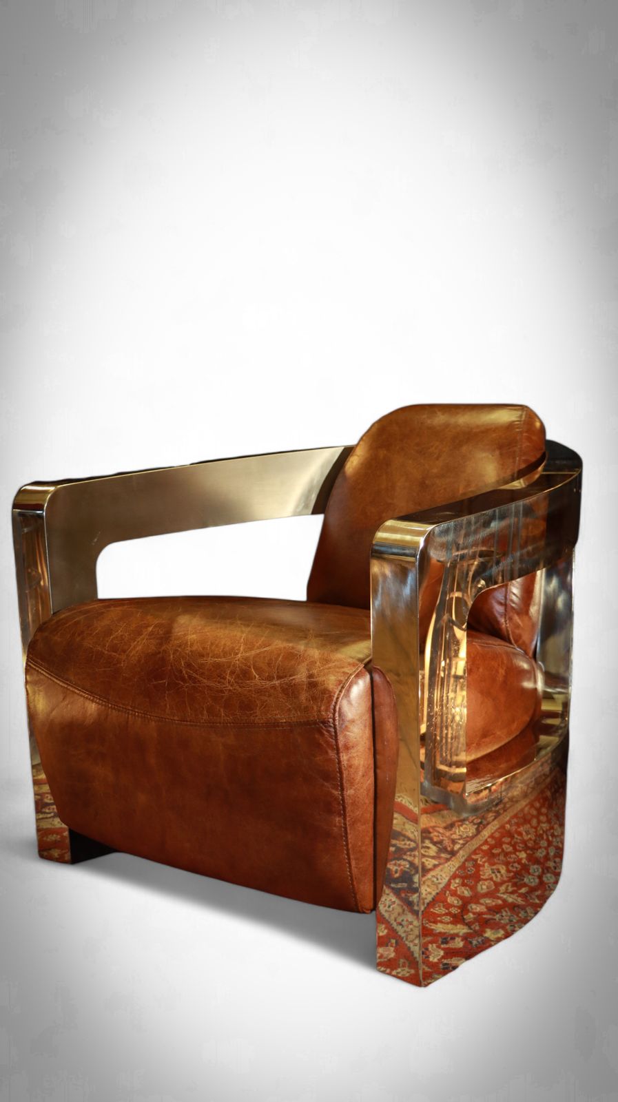 Stunning Timothy Oulton Mars Aviator Rocket Leather Armchair Antique Whisky photo furniture