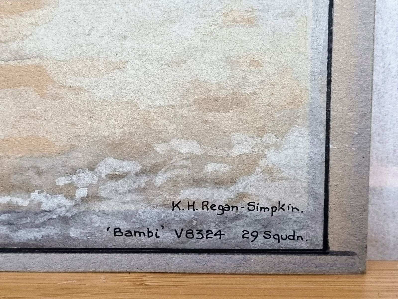 Original Ww2 Aviation Watercolour Painting, Night Patrol Raf Aircraft, Bristol Beaufighter Bambi V8324 29 Squadron, K H Regan Simpkin photo furniture