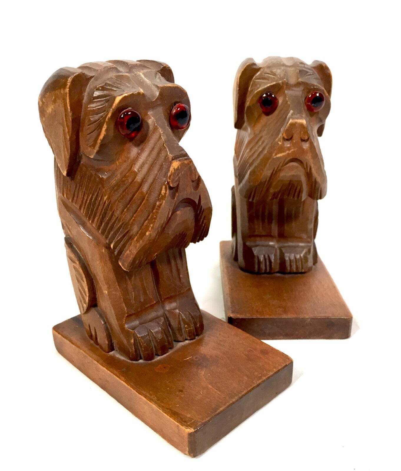 Vintage Pair Of Scottish Terrier Wooden Bookends / Scottie Dogs Book Ends photo for sale