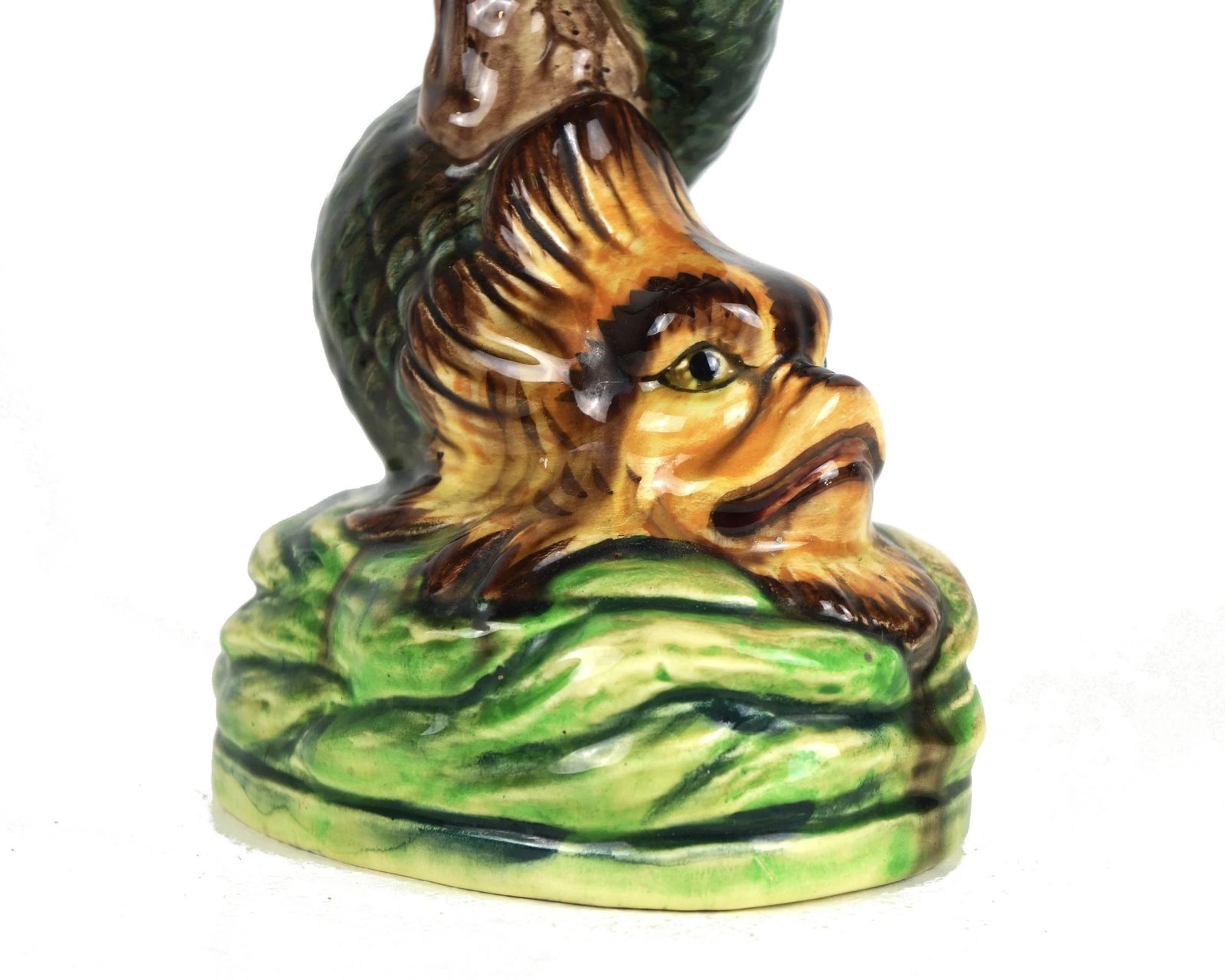 A Victorian Majolica Dolphin Candlestick photo furniture