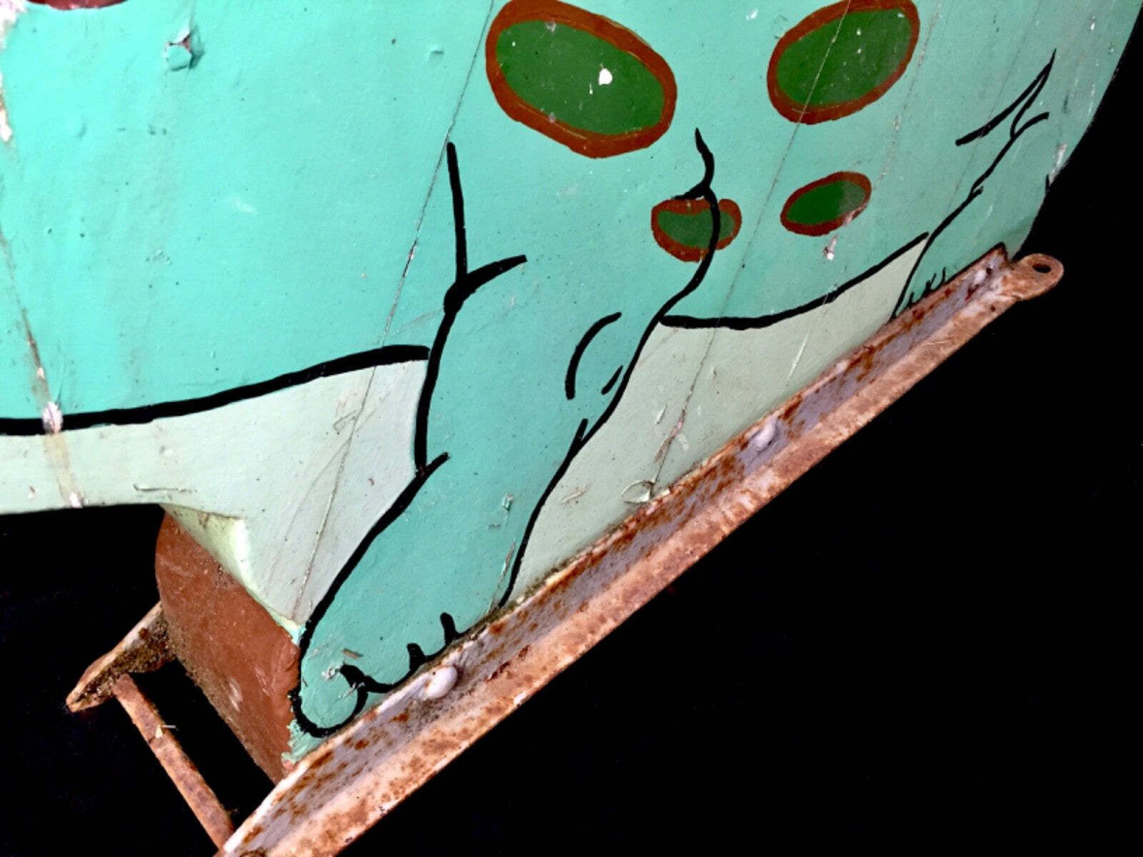 Art Antique Hand Painted Salvaged Fairground Carousel Animal Crocodile Figure Ride photo