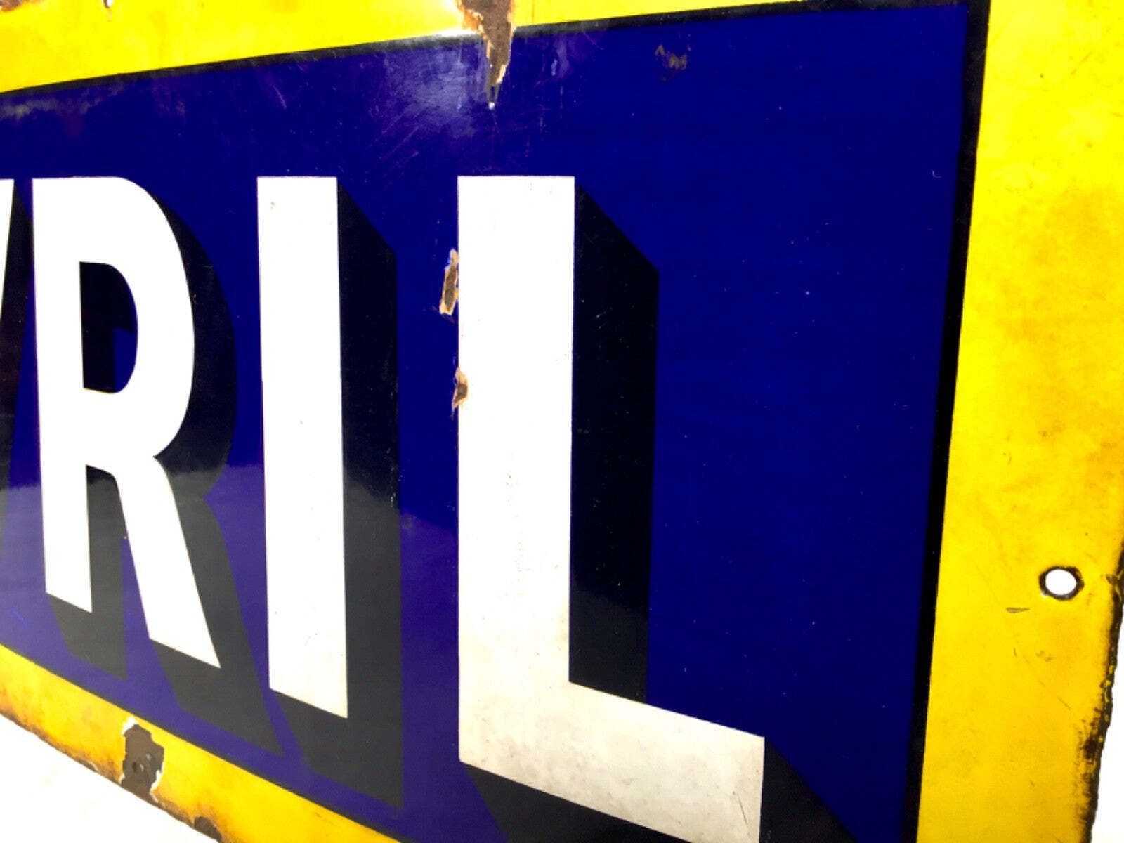 Antique Advertising Early 20th Century Bovril Enamel Sign Blue & Yellow C.1930 photo vinterior