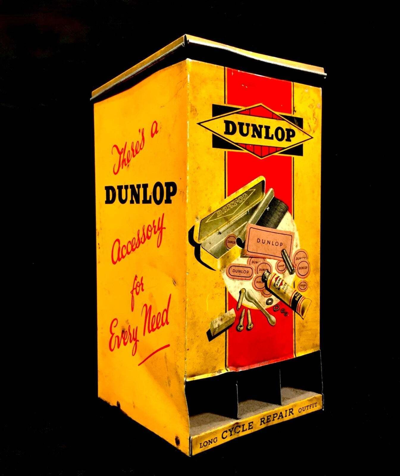 Antique Advertising Dunlop Shop Counter Silent Salesmen Dispenser Rack Cycle photo for sale