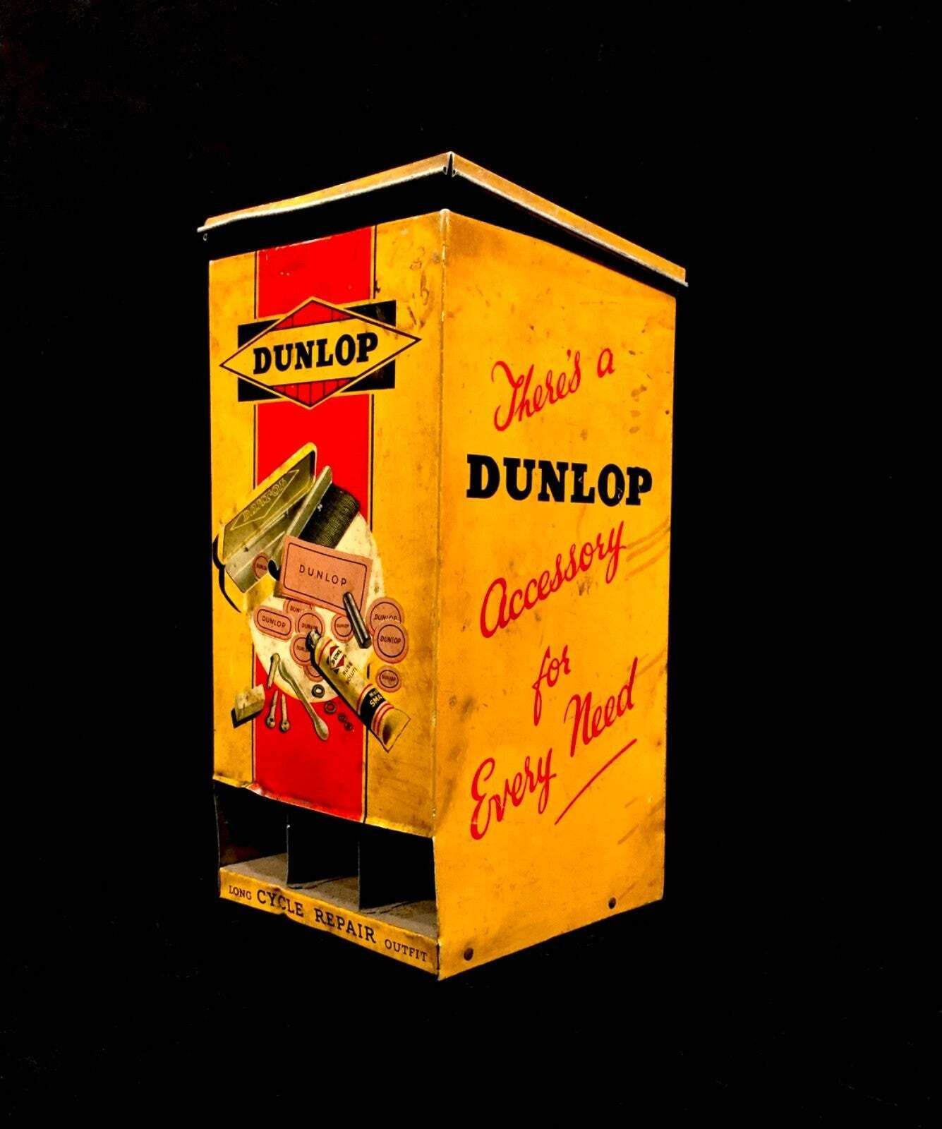 Antique Advertising Dunlop Shop Counter Silent Salesmen Dispenser Rack Cycle photo vintage