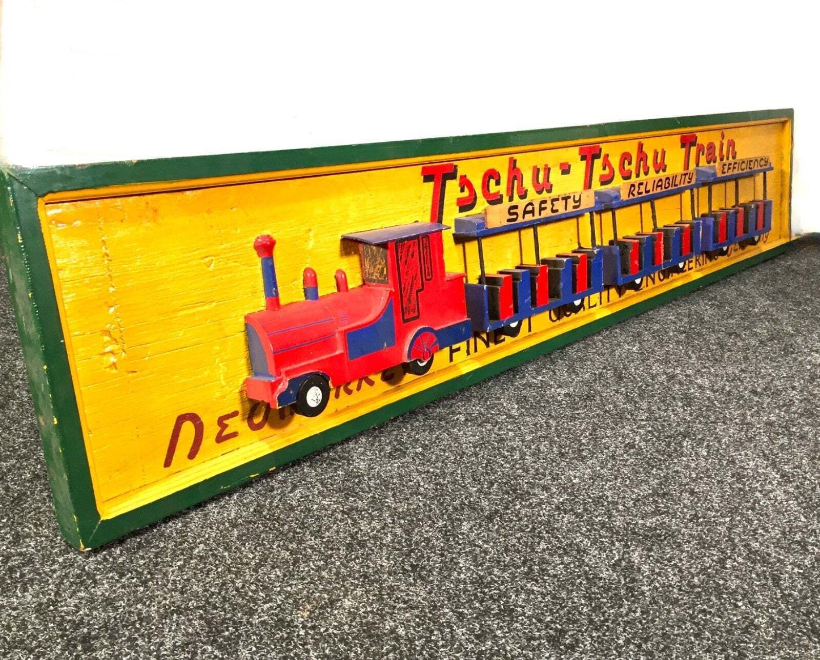Antique Advertising German Salvaged Wooden 'Choo Choo' City Train Ride Sign photo furniture
