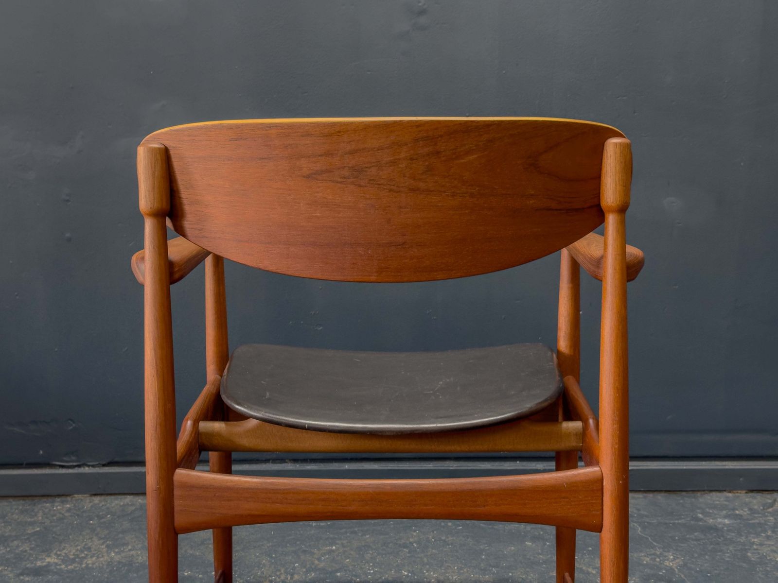 Teak And Leather Chair By Arne Hovmand Olsen photo 550.0
