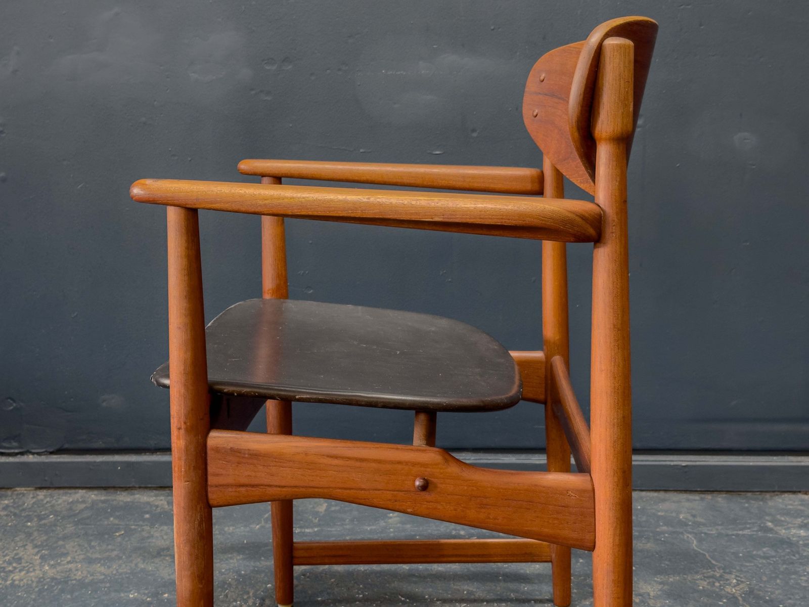 Teak And Leather Chair By Arne Hovmand Olsen photo vinterior