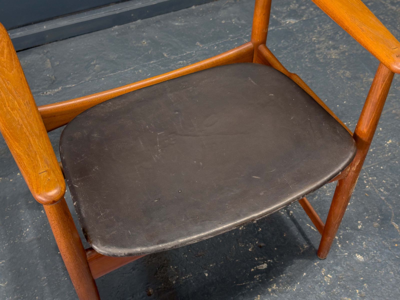Teak And Leather Chair By Arne Hovmand Olsen photo buy