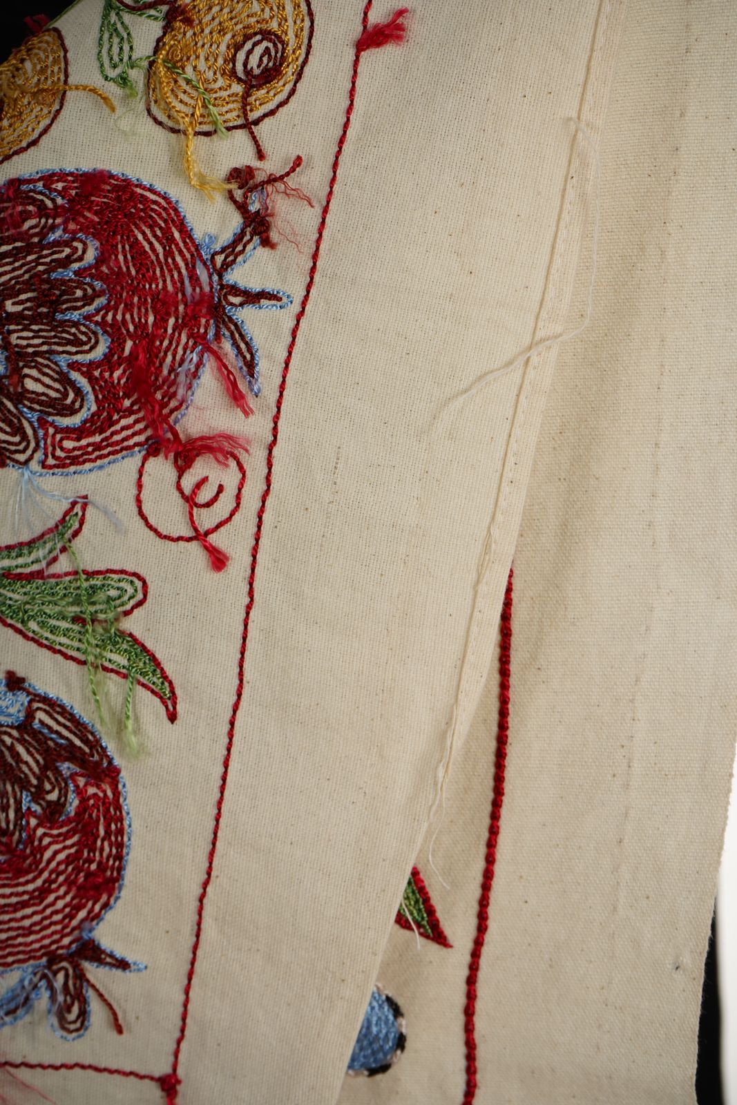 Pomegranate & Peacock Suzani Wall Art, Colorful Uzbek Textile, Boho Decor 1'6'' X 3' photo Textiles