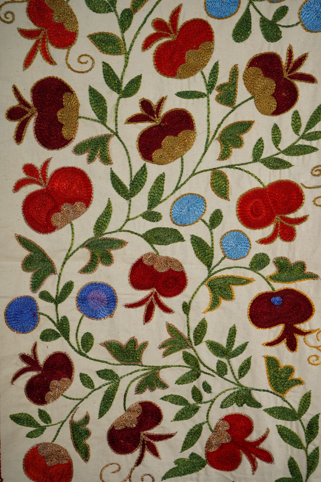 19th Century Suzani Tablecloth   Uzbek Cotton Wall Hanging   Duck Swan Embroidery Runner 1'6'' X 3'1'' photo Textiles