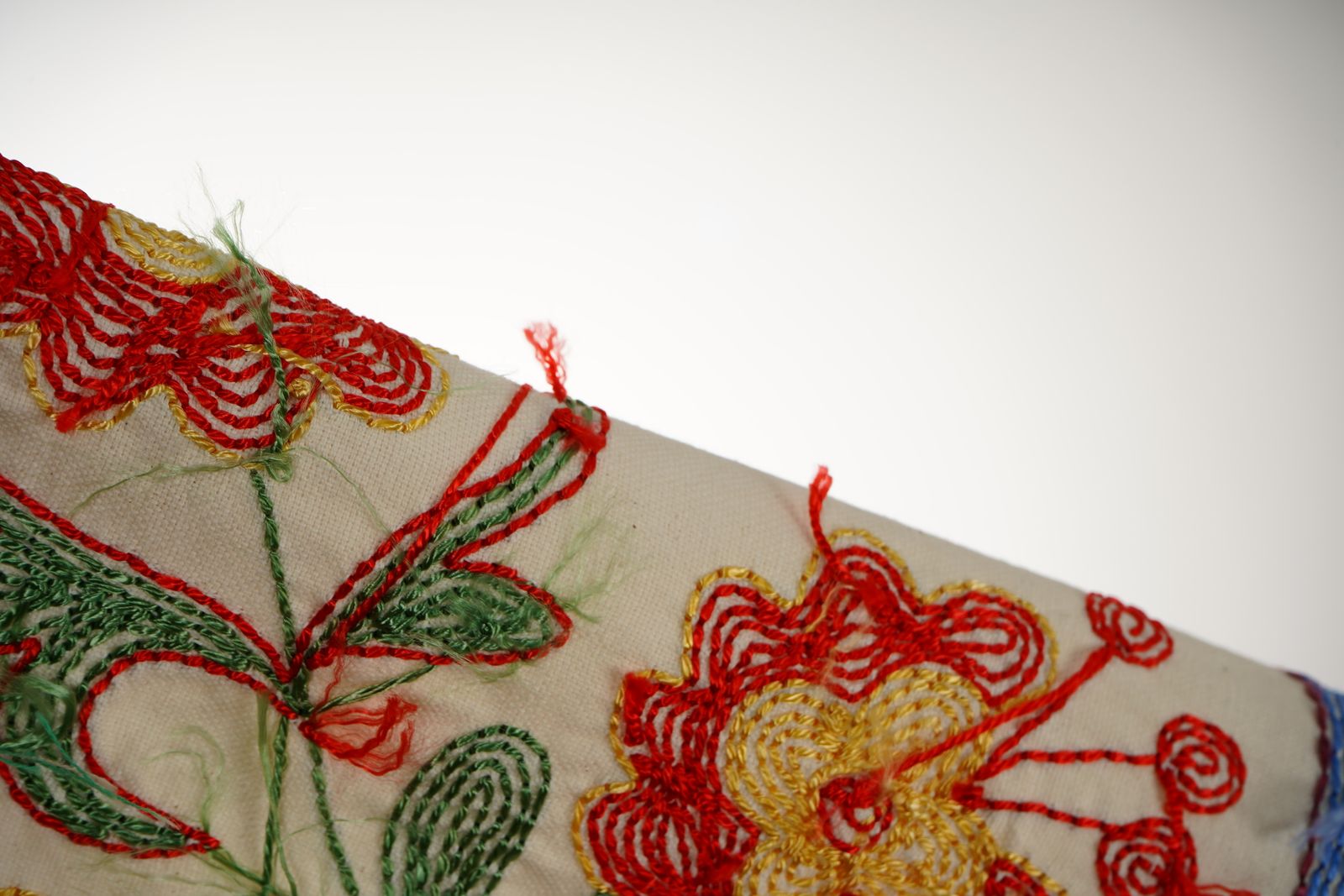 Decorative Suzani Embroidered Cotton Cloth – Featuring Traditional Bird And Floral Designs 1'5'' X 3'1'' photo vintage