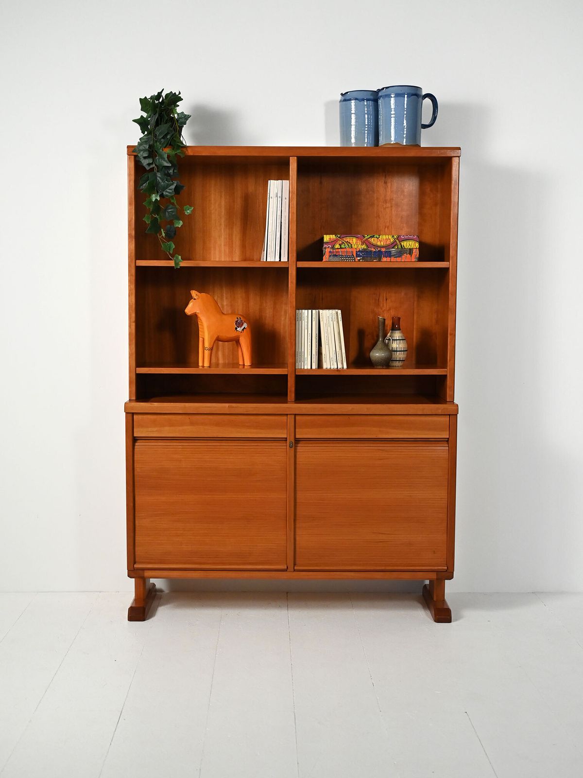 Scandinavian Bookcase With Sideboard And Open Shelves, 1940s/50s