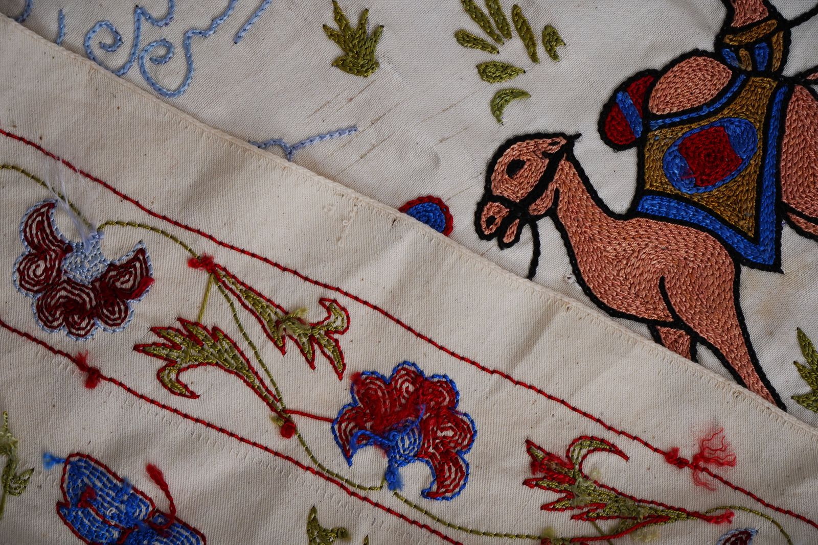 Bohemian Suzani Wall Hanging – Unique Handmade Uzbek Design   Camel Uzbek Runner 1'6'' X 6'1'' photo vinterior