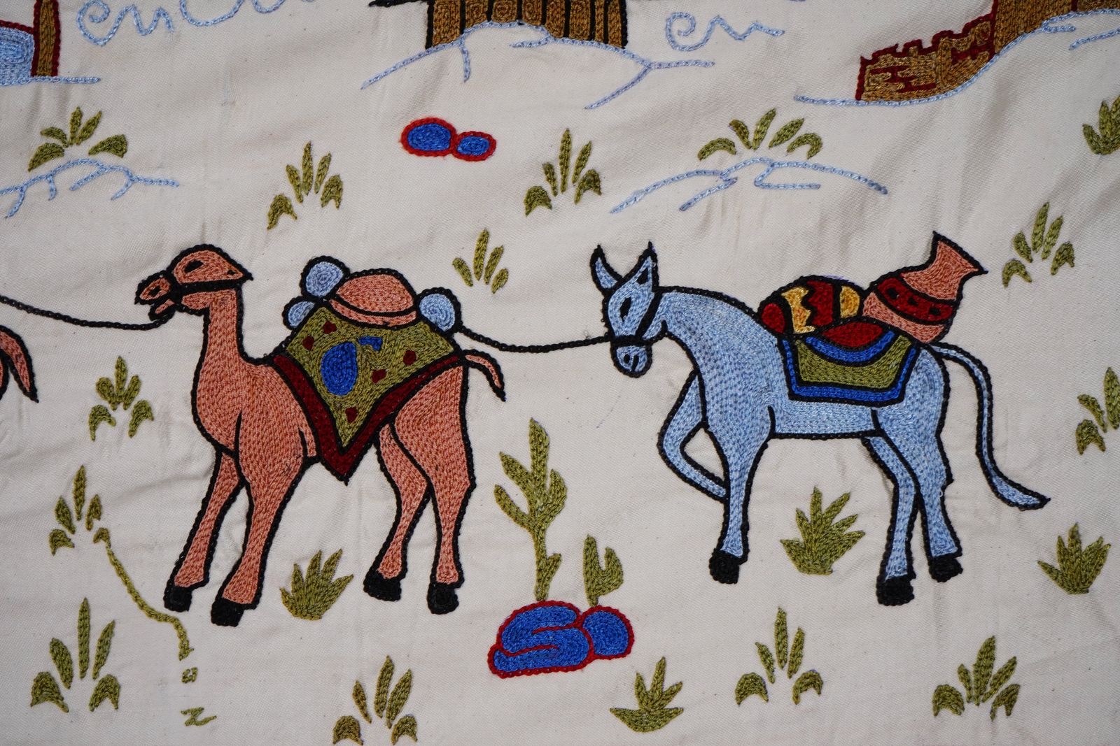 Bohemian Suzani Wall Hanging – Unique Handmade Uzbek Design   Camel Uzbek Runner 1'6'' X 6'1'' photo buy