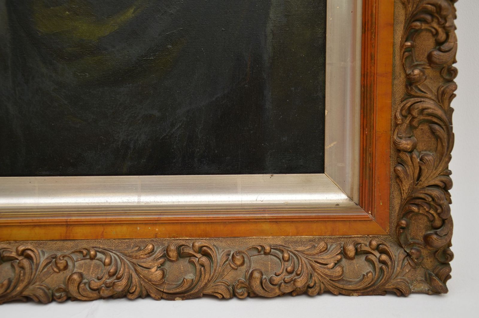 Art Antique Dutch Oil Painting In A Gilt Wood Frame photo