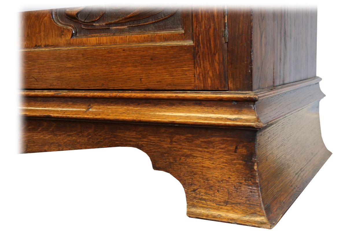Early 20th Century Arts And Crafts Carved Oak Library Bookcase photo vintage
