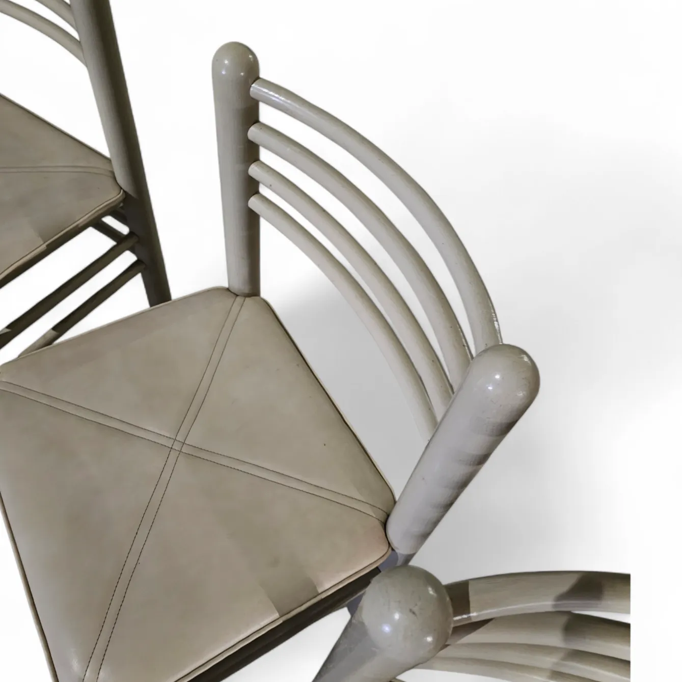 5 X Dining Chair  Light Grey Wooden Frame  Leather Seat  Germany 1970s  Labeled  Ideen Für Kuchen  Innenarchitektur photo for sale