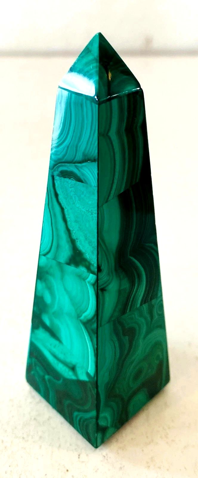 Suite Of Three Brazilian Stone Obelisks, Blue Agate And Malachite XX Century photo for sale