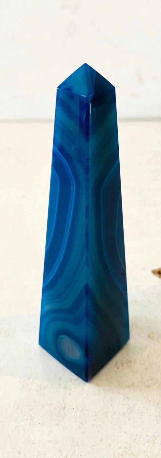 Suite Of Three Brazilian Stone Obelisks, Blue Agate And Malachite XX Century photo vinterior