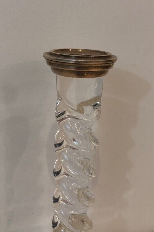 Silver Plated And Lucite Twisted Candlesticks photo Home Decor