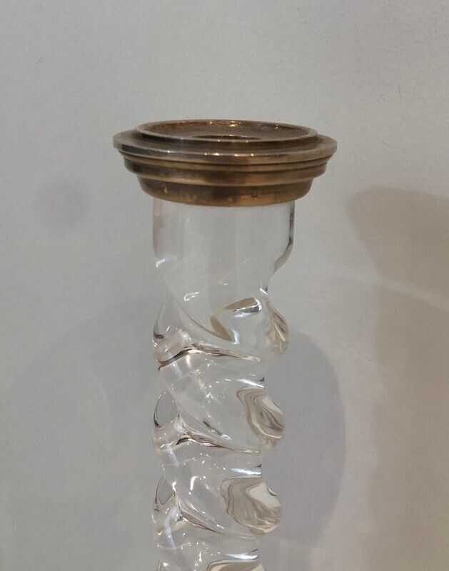Silver Plated And Lucite Twisted Candlesticks photo 550.0