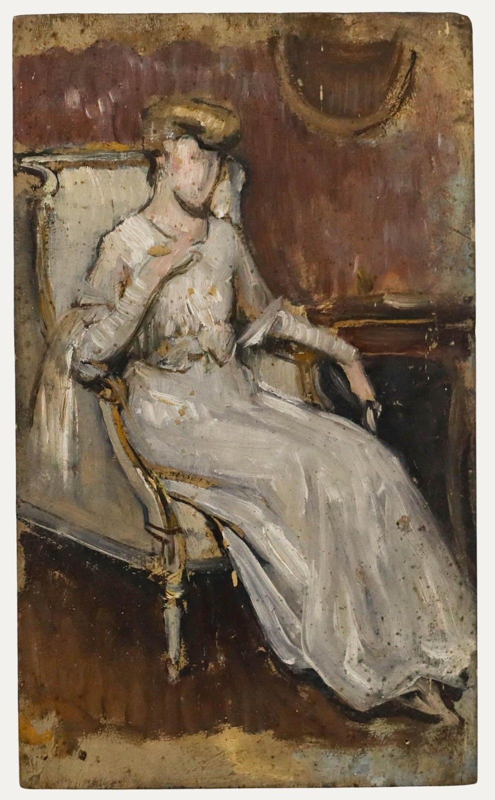 Attrib. William Laparra (1873 1920) Oil, Portrait Of A Seated Lady