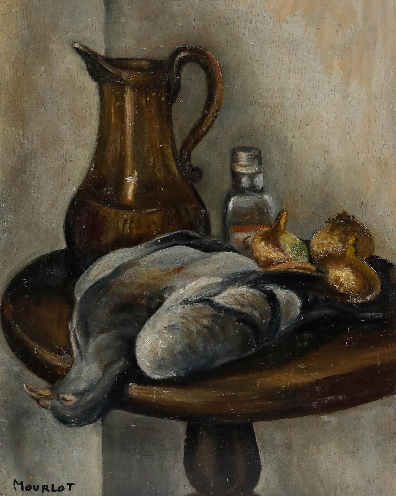 Maurice Mourlot (1906 1983) 20th Century Oil, Still Life With Pigeon photo furniture