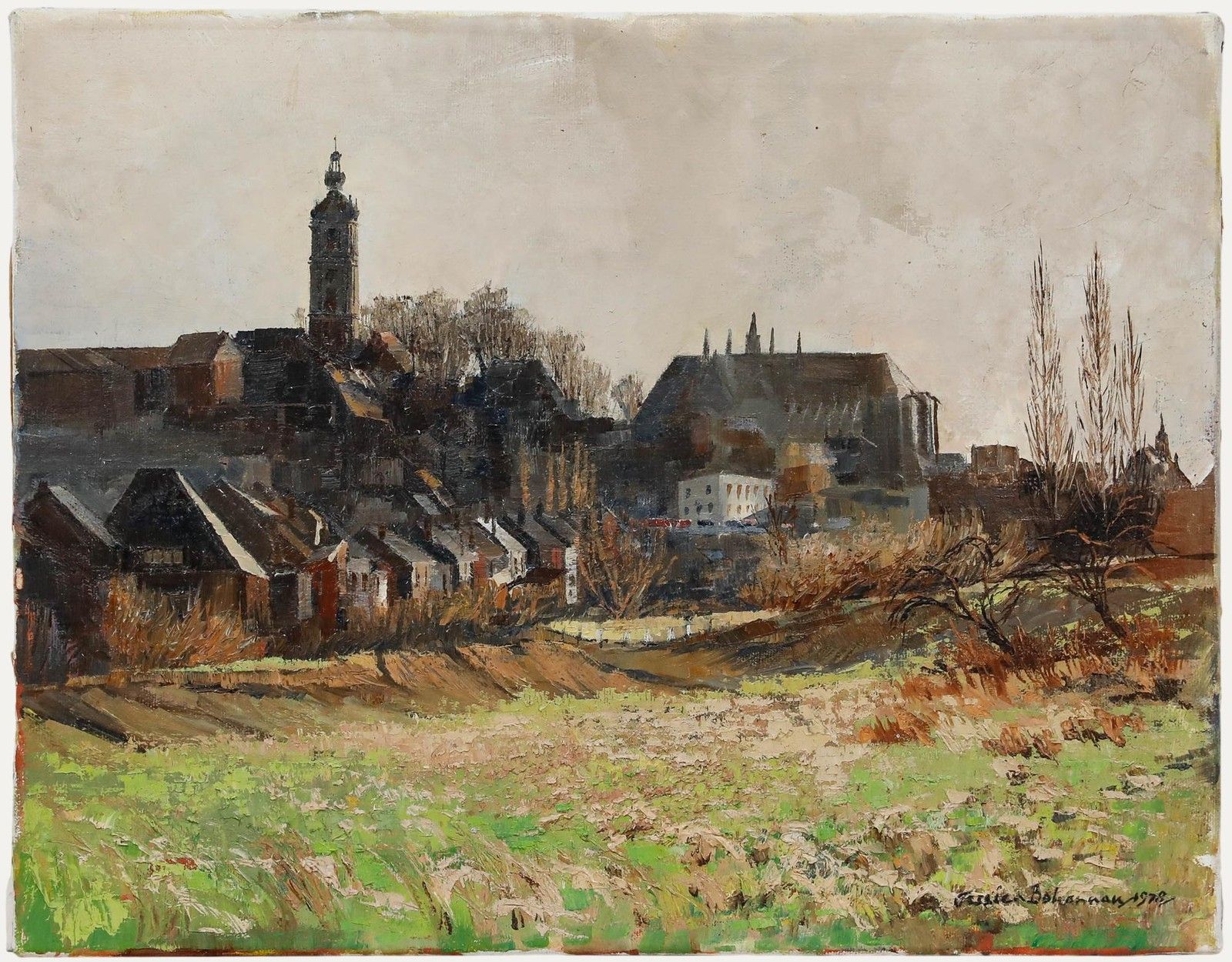 Jessica Bohannan 1978 Oil, View Of The City Of Mons