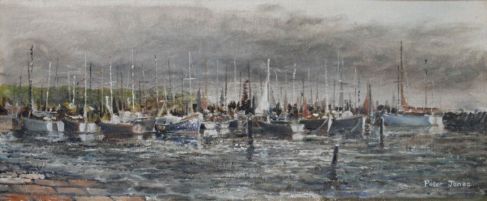 Peter Jones Framed 1964 Oil, Harbour Before The Storm photo furniture