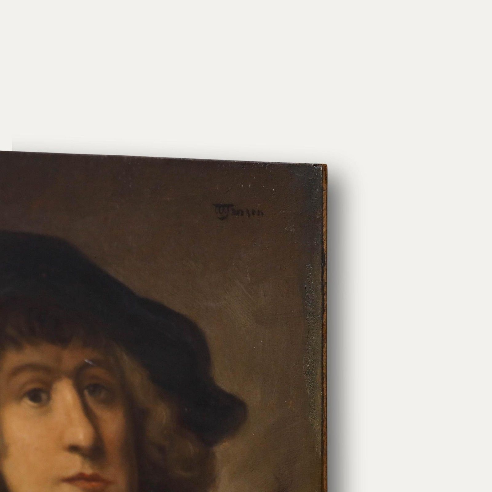 After Rembrandt Late 19th Century Oil, Self Portrait photo vinterior