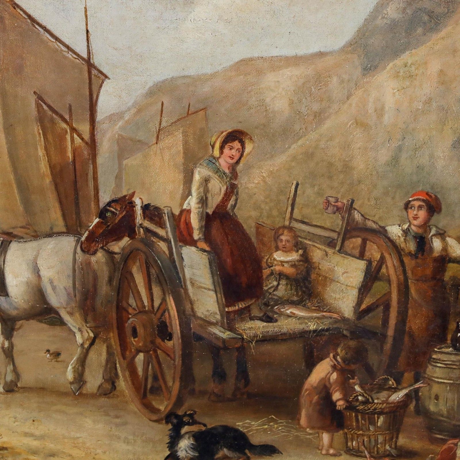 William Shayer II (1811 1892) 1850 Oil, Fisherfolk On The Beach photo Art