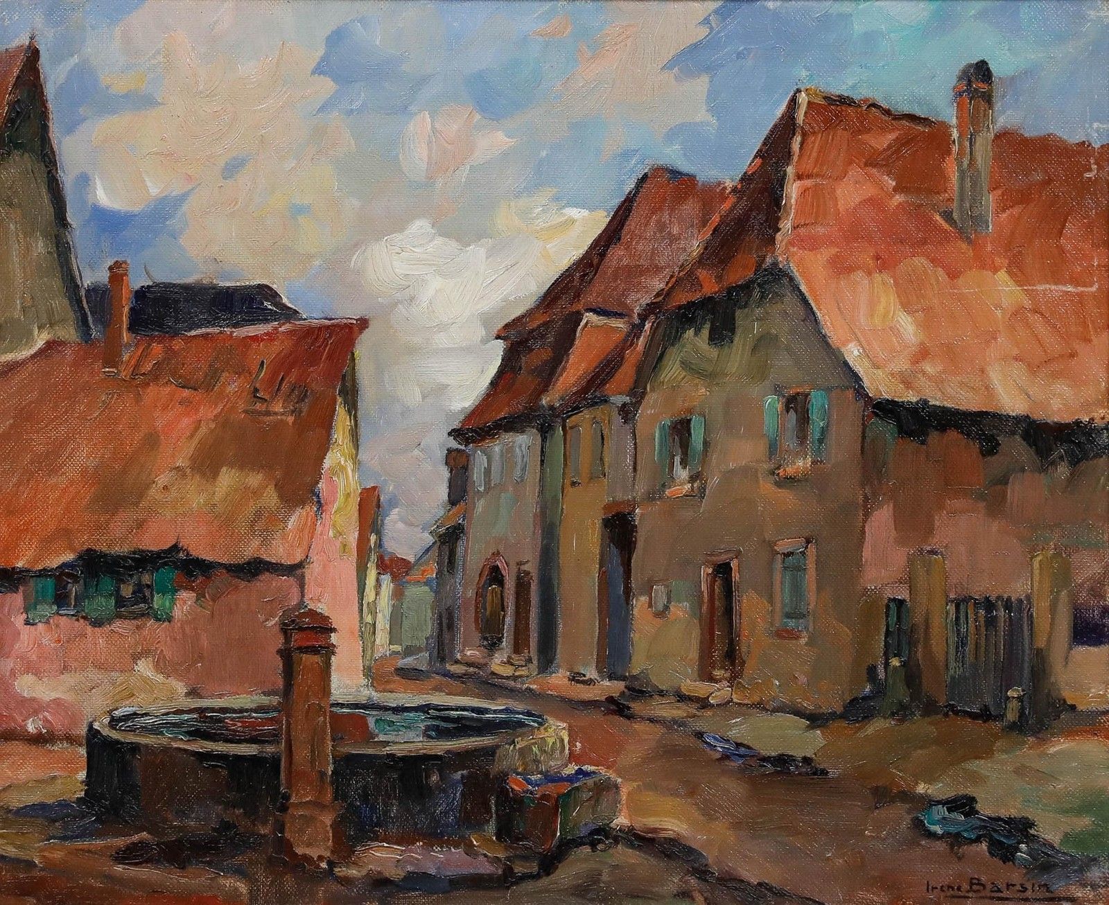 Irene Barstin (1917 2004) Framed Oil, Vue Depuis La Fontaine D'eau photo furniture