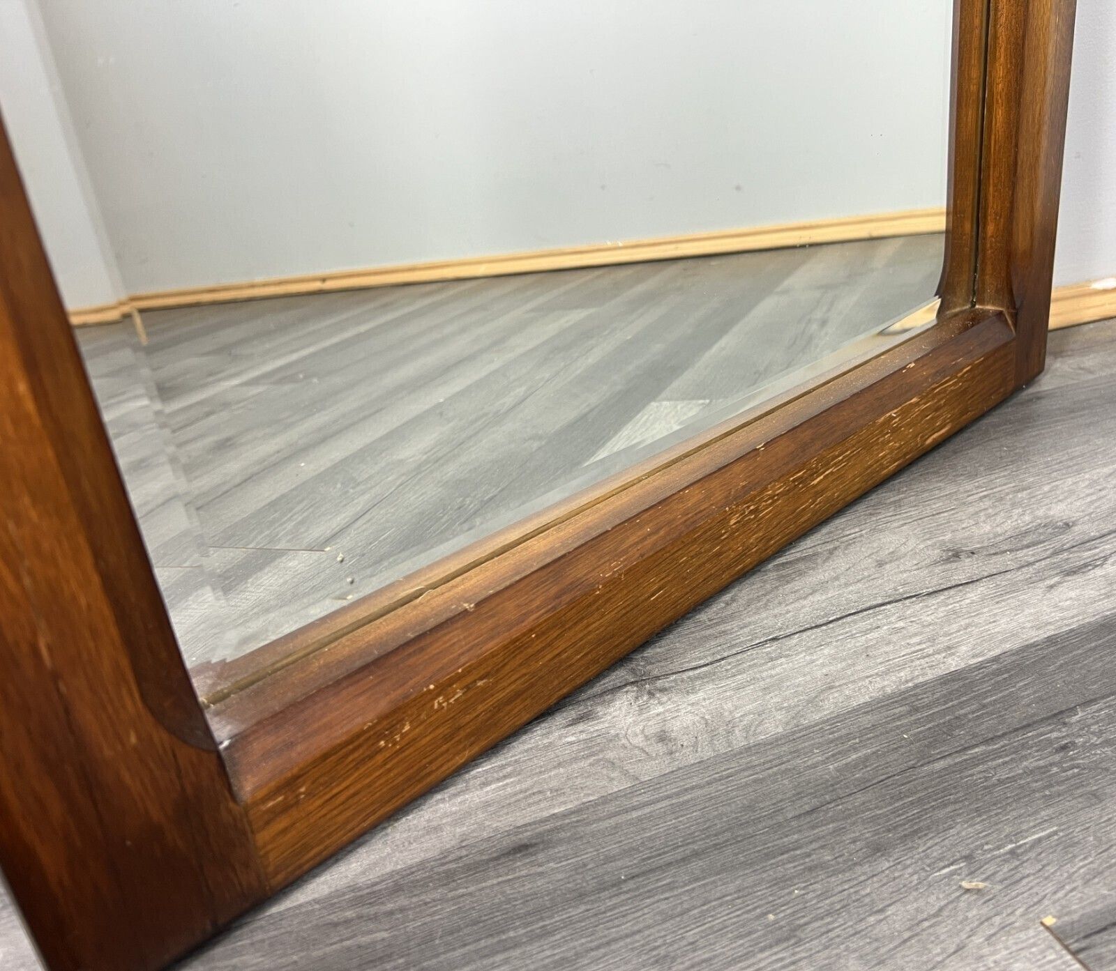 Vintage French Style Oak Wall Mirror Wall Frame Home Decor photo vinterior
