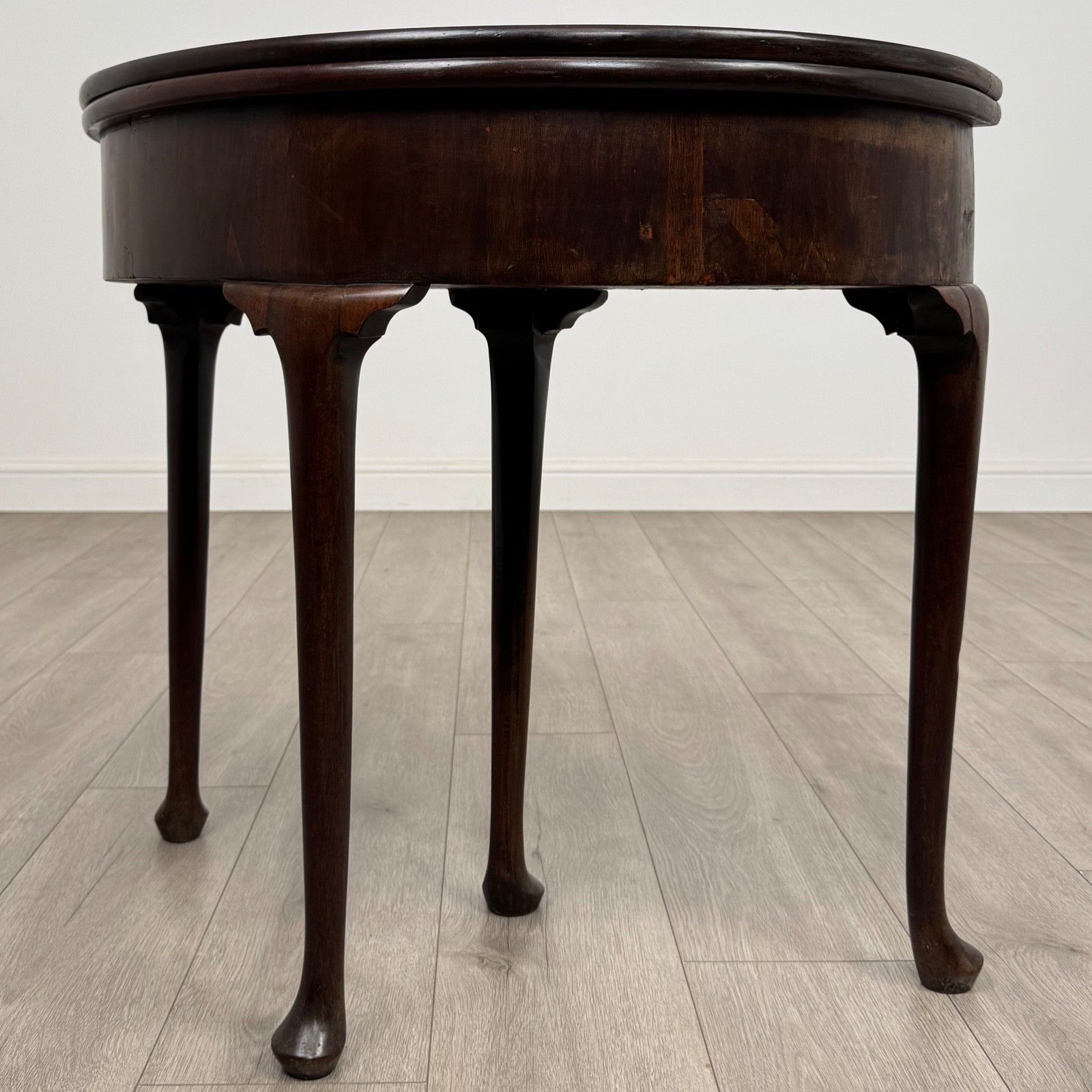 Antique 18th Century Demi Lune Card Table In Mahogany photo furniture