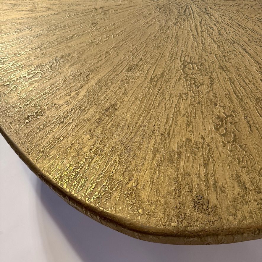 Late 20th Century Sculptural Roundish Brass Top And Blak Iron Coffee Table photo buy
