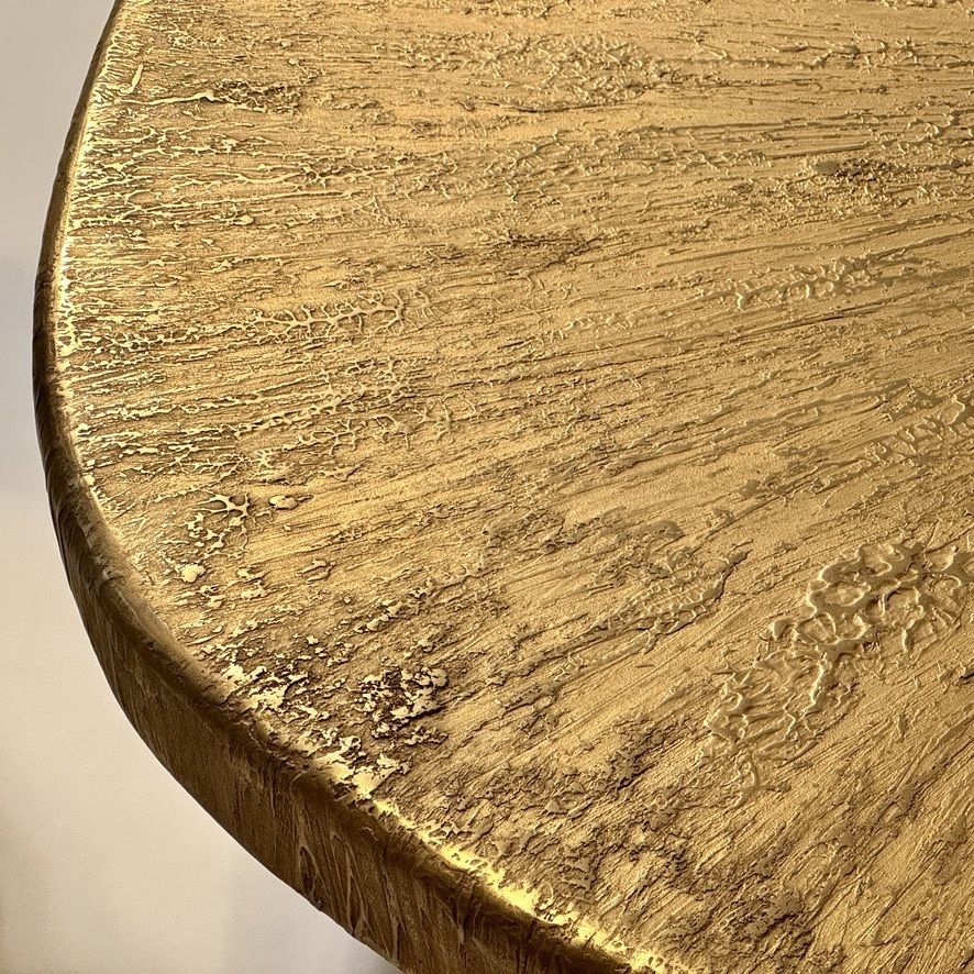 11000.0 Late 20th Century Sculptural Roundish Brass Top And Blak Iron Coffee Table photo