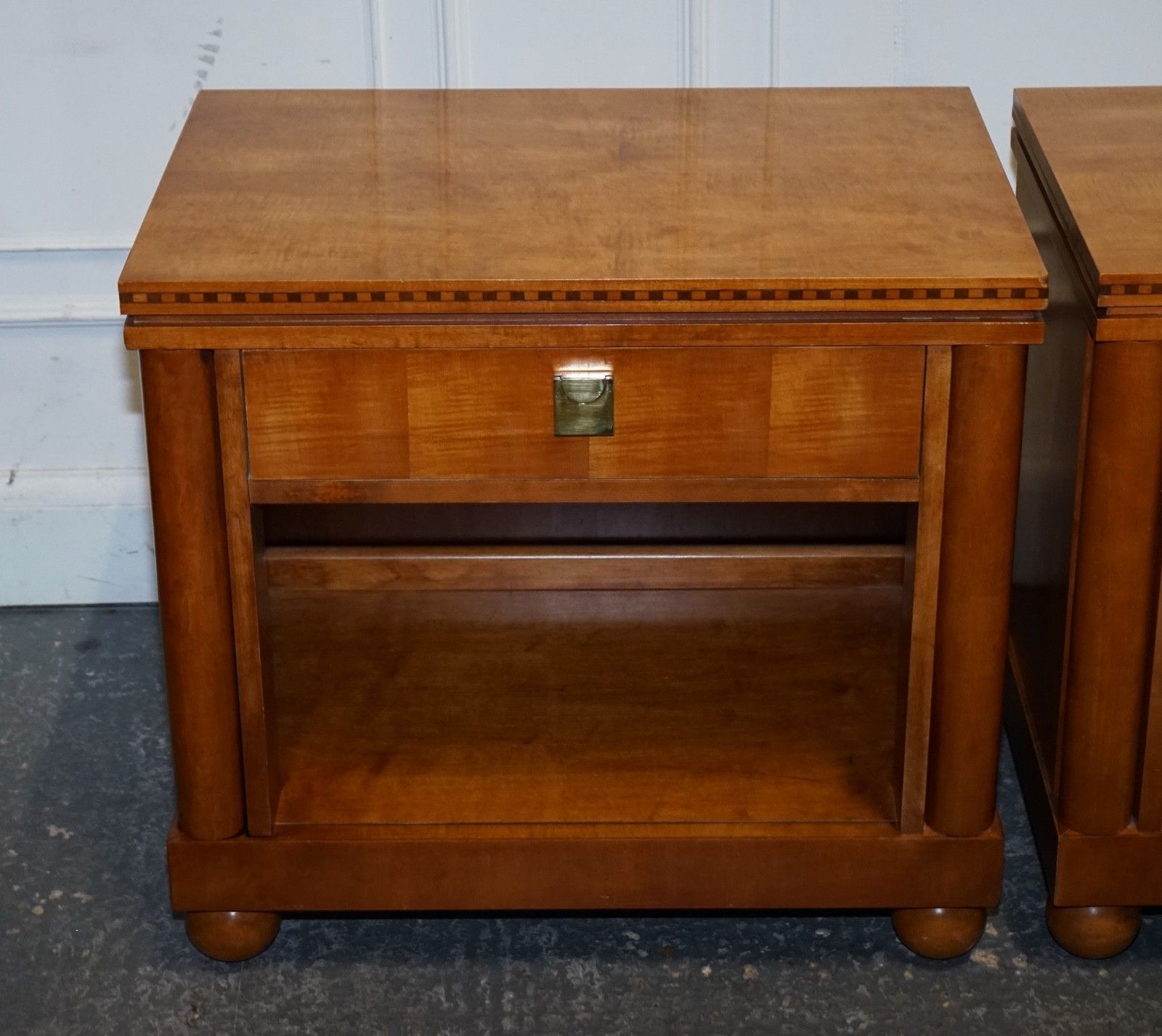 Pair Of American Hickory White Genesis Biedermeier Nightstands Bedside Tables photo Furniture