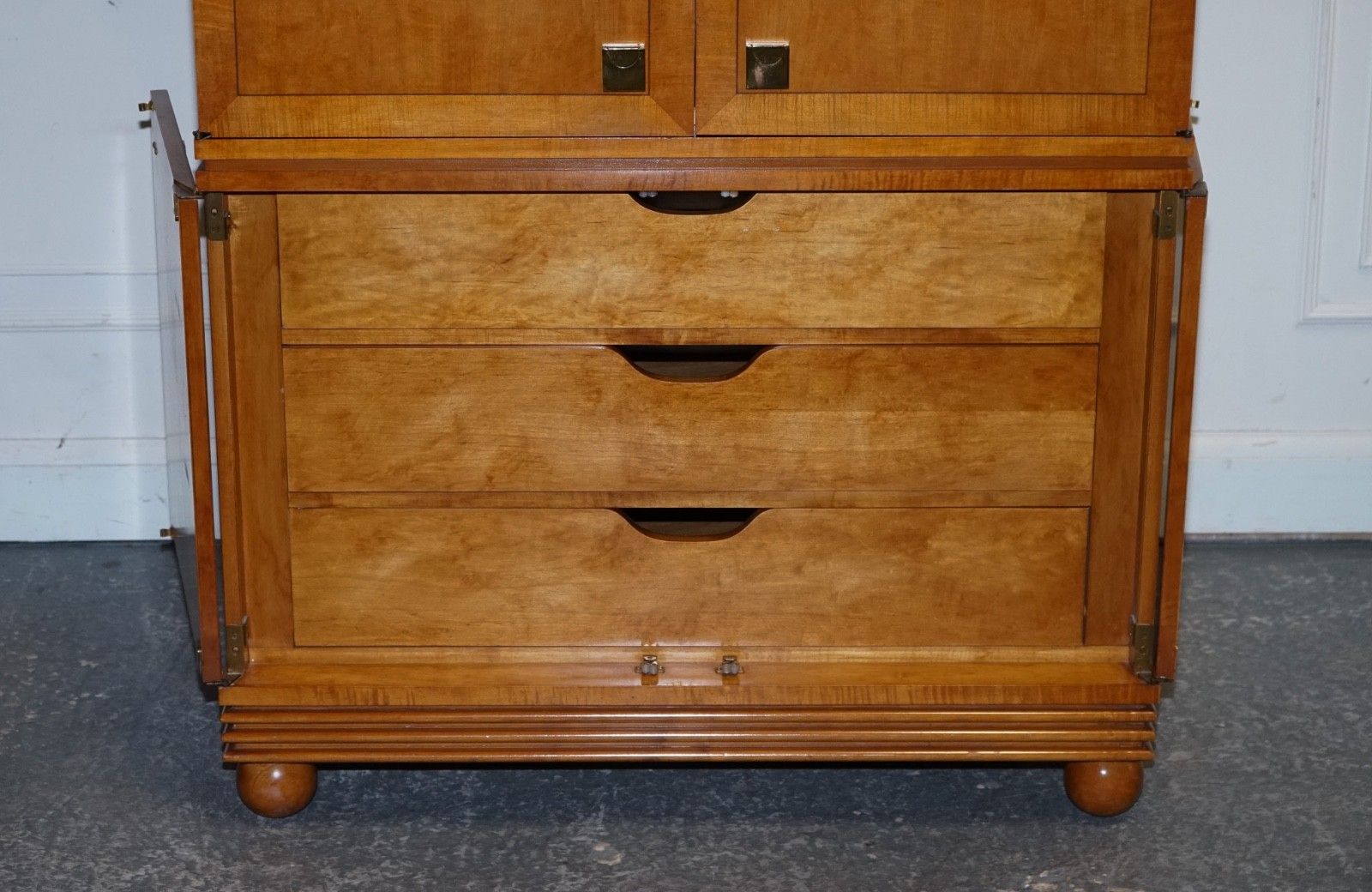photo buy American Hickory White Genesis Biedermeier Satin Wood Armoire Or Tv Cabinet