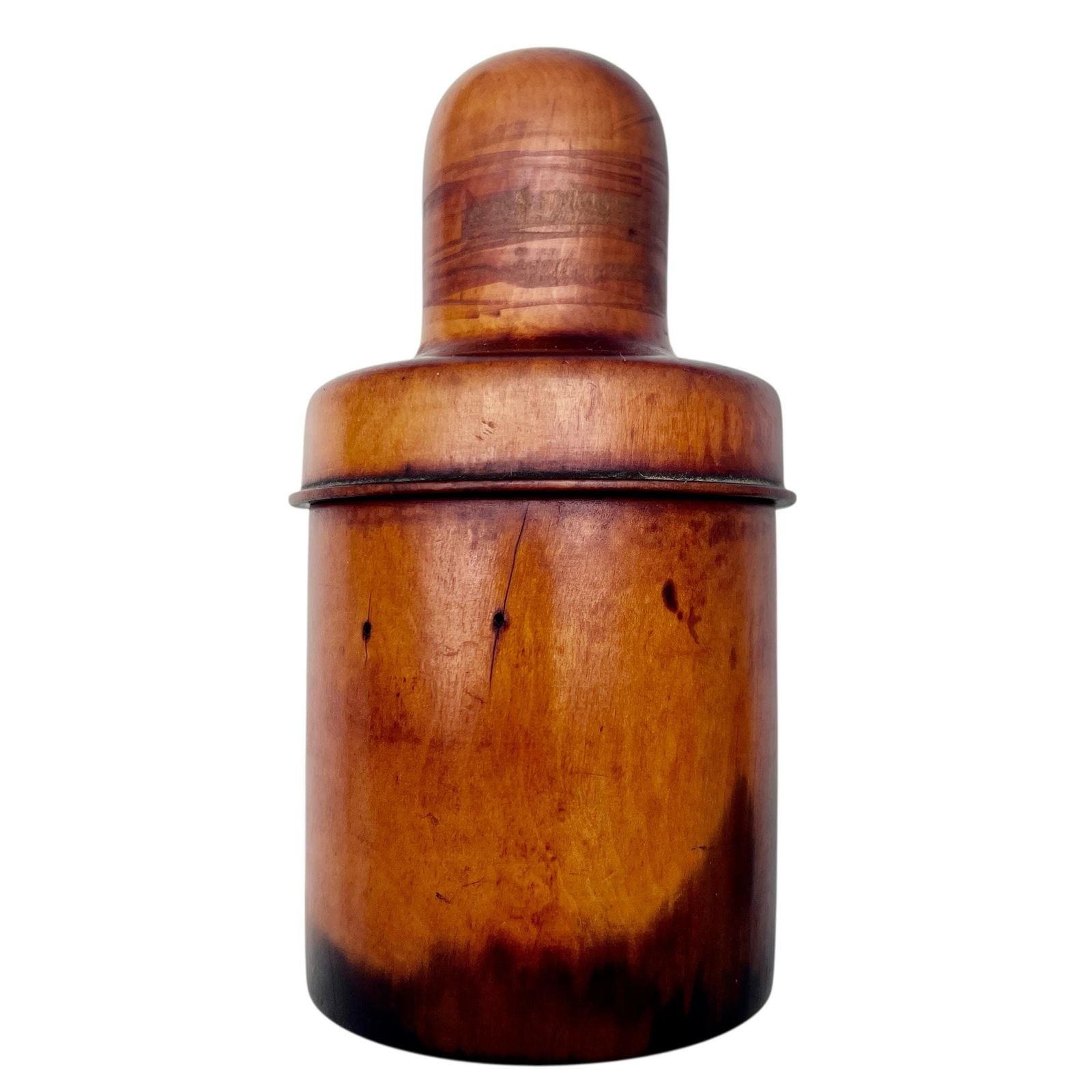 Antique 19thc S Maw & Son Boxwood Apothecary Bottle Holder   Perfume Bottle Holder   Bottle   Screw Lid   Treen   Home Decor   Bedroom Decor photo for sale