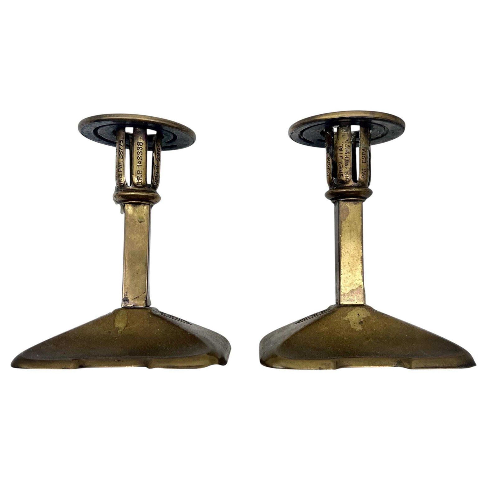 Antique Pair Of Secessionist Movement Patinated Brass Candlesticks   Study Decor   Home Decor