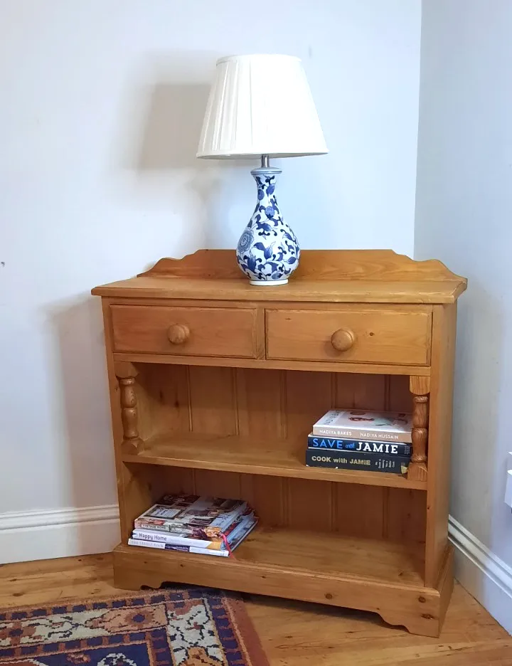 Vintage Pine Two Drawer Console Table Kitchen Hall Bookcase Waxed Antique Pine