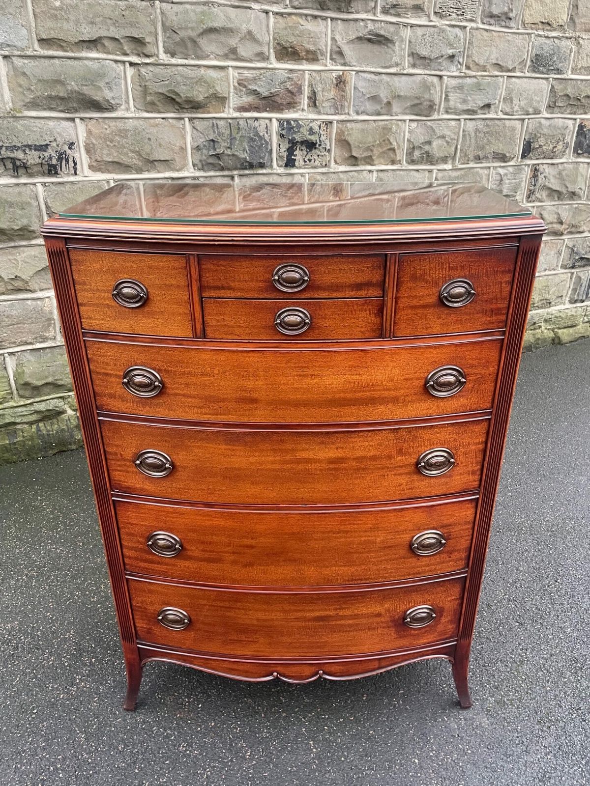 Quality Mahogany Bow Front Chest Of Draws