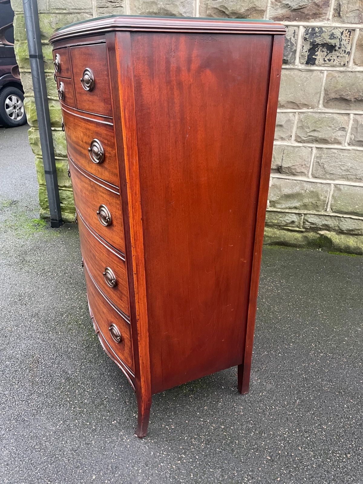 Quality Mahogany Bow Front Chest Of Draws photo vintage
