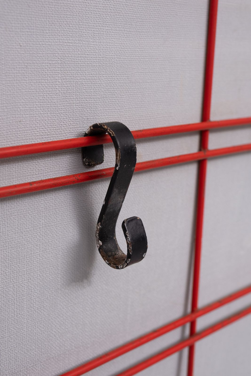 Red Metal Wire Hanging Coat Rack 1960s Holland photo furniture