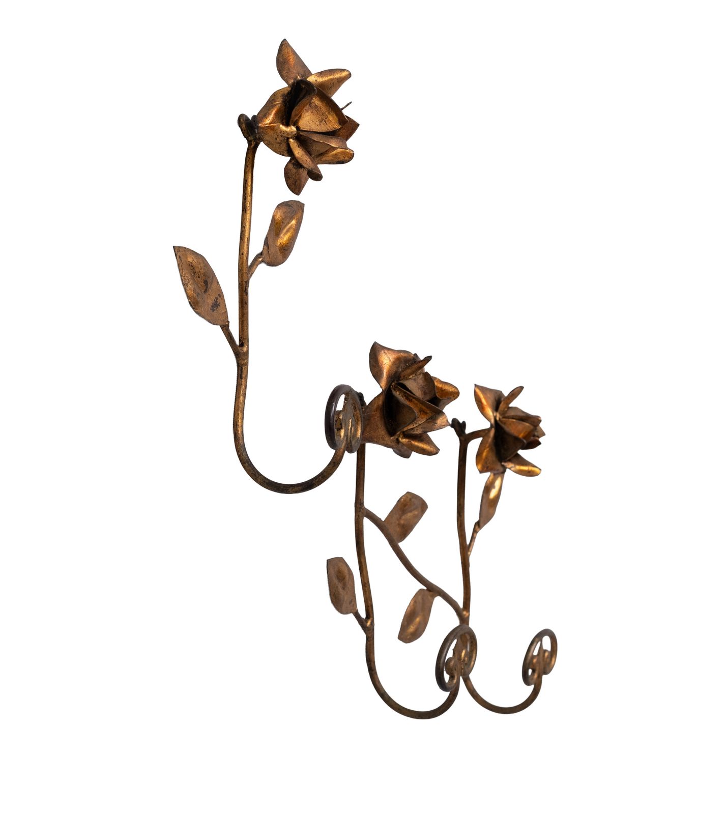 Set Gilded Metal Wall Coat Racks 1950s France photo furniture