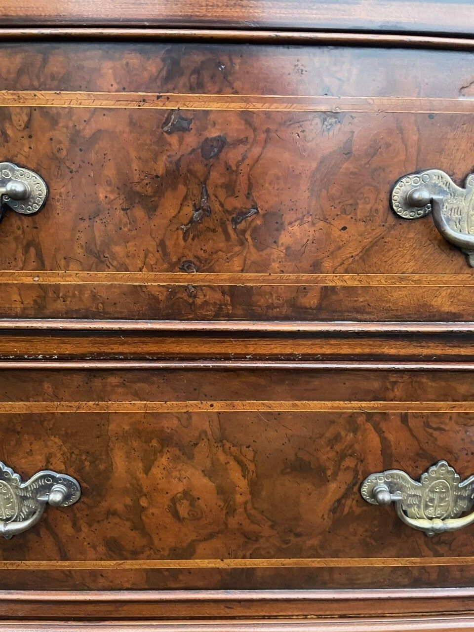 1040.0 Quality Inlaid Burr Walnut Chest On Chest Tallboy photo