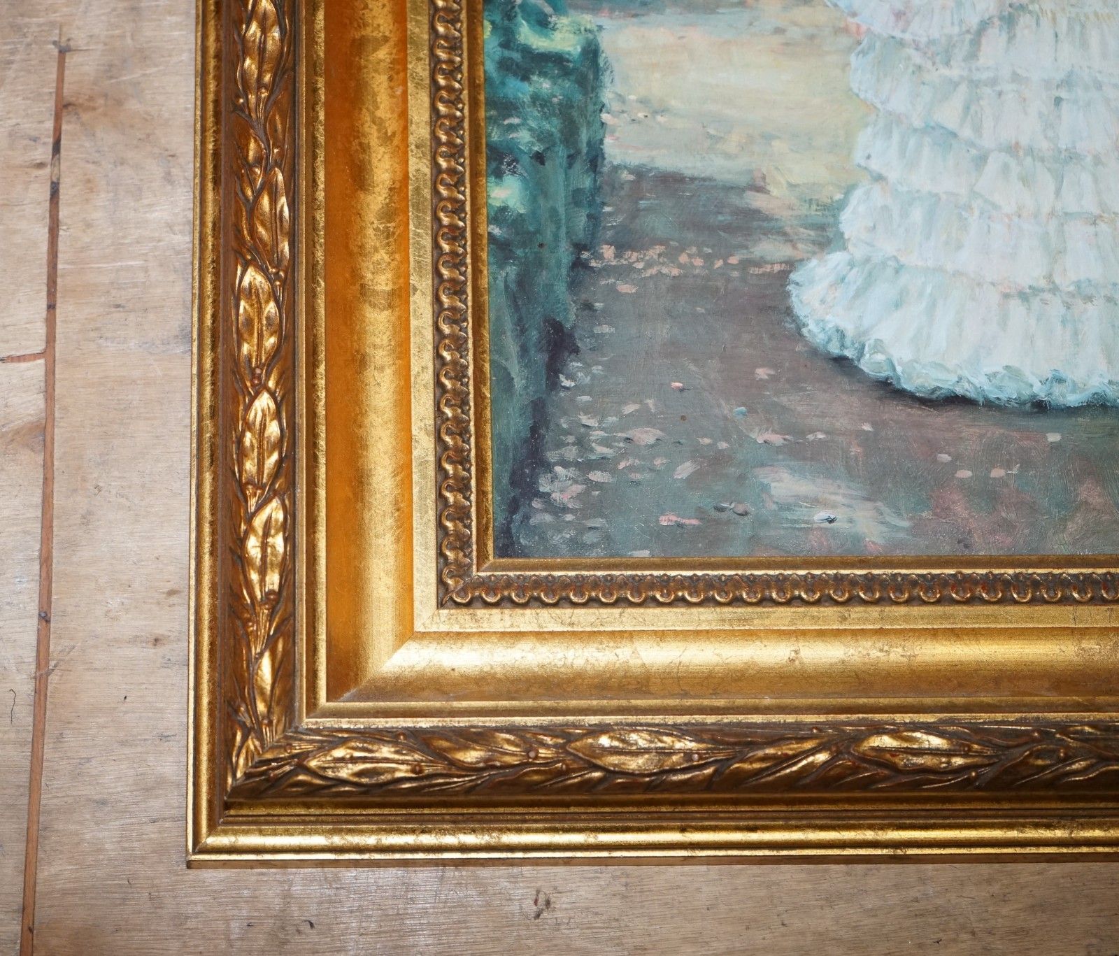 Vintage Oil Painting English Rose By Alan Maley Gilted Frame 80 X 65 Cm photo vintage
